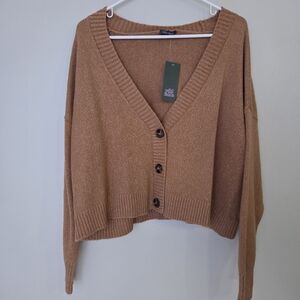 wild fable Camel Brown V-Neck Button Front Cardigan